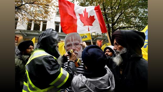 Sikh protestors picket outside the Indian consulate in Canada.
