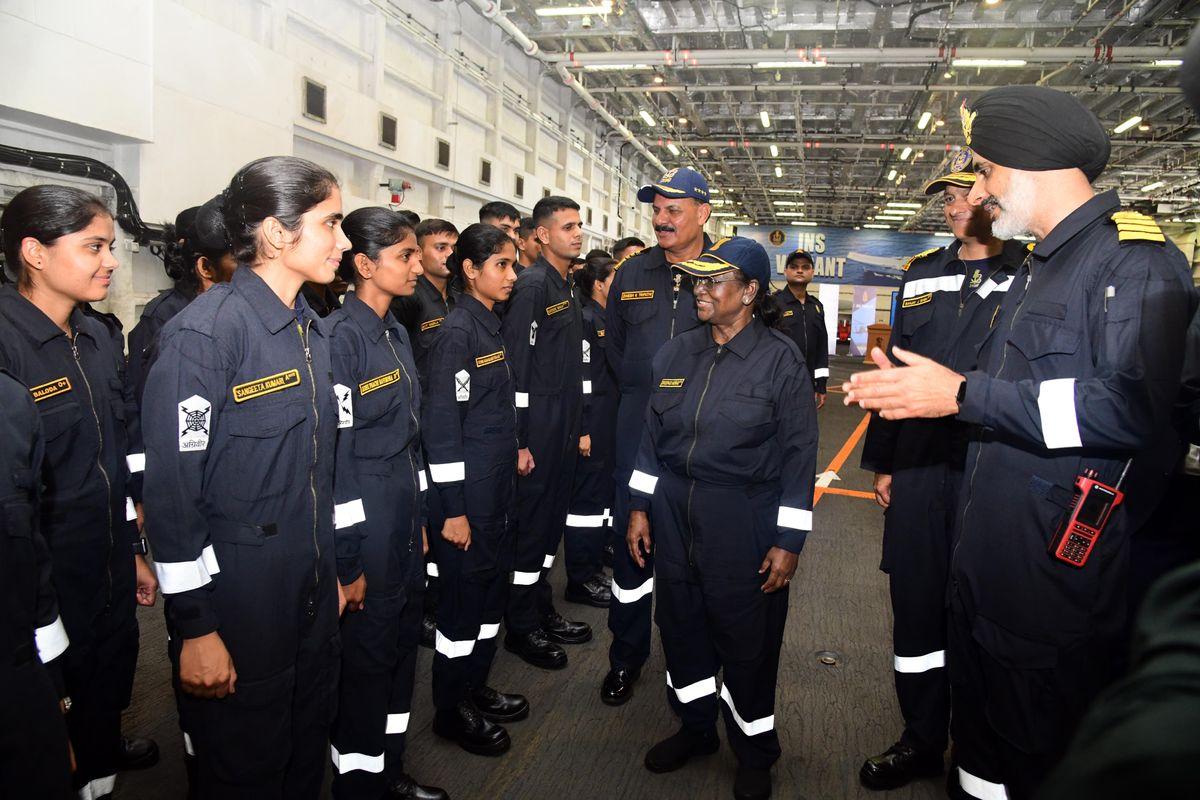 President Droupadi Murmu on board the INS Vikrant