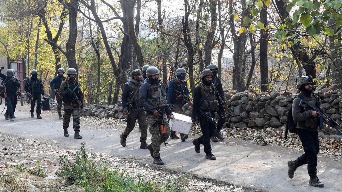 Army personnel conduct a search operation in Zabarwan