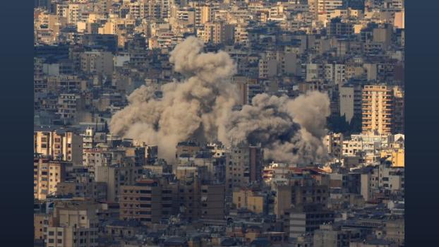 Bombing in Beirut. Pic: Thaier Al-Sudani/Reuters