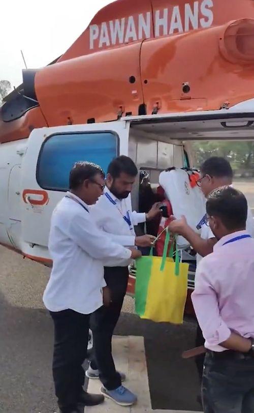 Video grab of the check of Amit Shah's bags and chopper