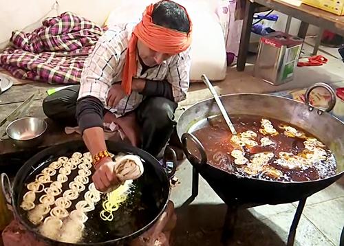 Jalebis being readied at the BJP HQ