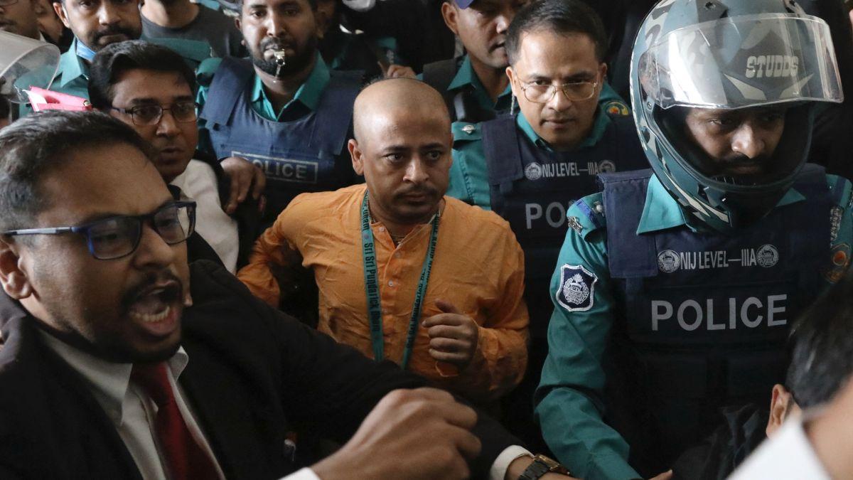 Chinmoy Krishna Das at a Chattogram court. Photograph: Stringer/Reuters