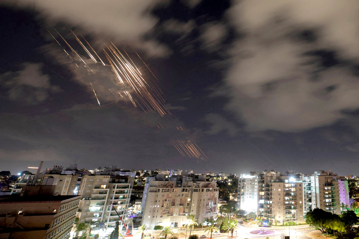 Israel's Iron Dome anti-missile system intercepts rockets after Iran fired a salvo of ballistic missiles, October 1, 2024/Amir Cohen/Reuters