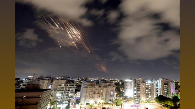 Israel's Iron Dome anti-missile system intercepts rockets after Iran fired a salvo of ballistic missiles, October 1, 2024/Amir Cohen/Reuters