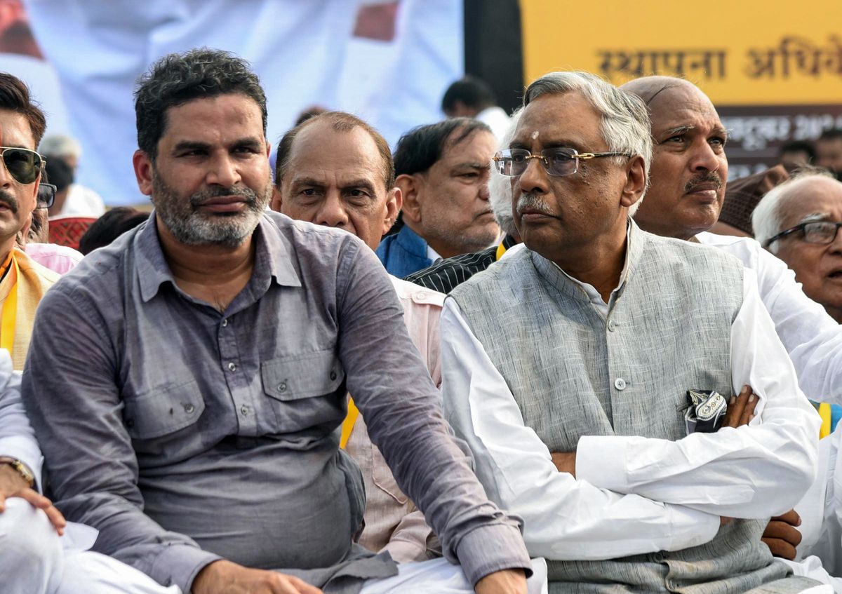  Prashant Kishor with former Ambassador Pawan Verma at the launch of Jan Suraaj Party