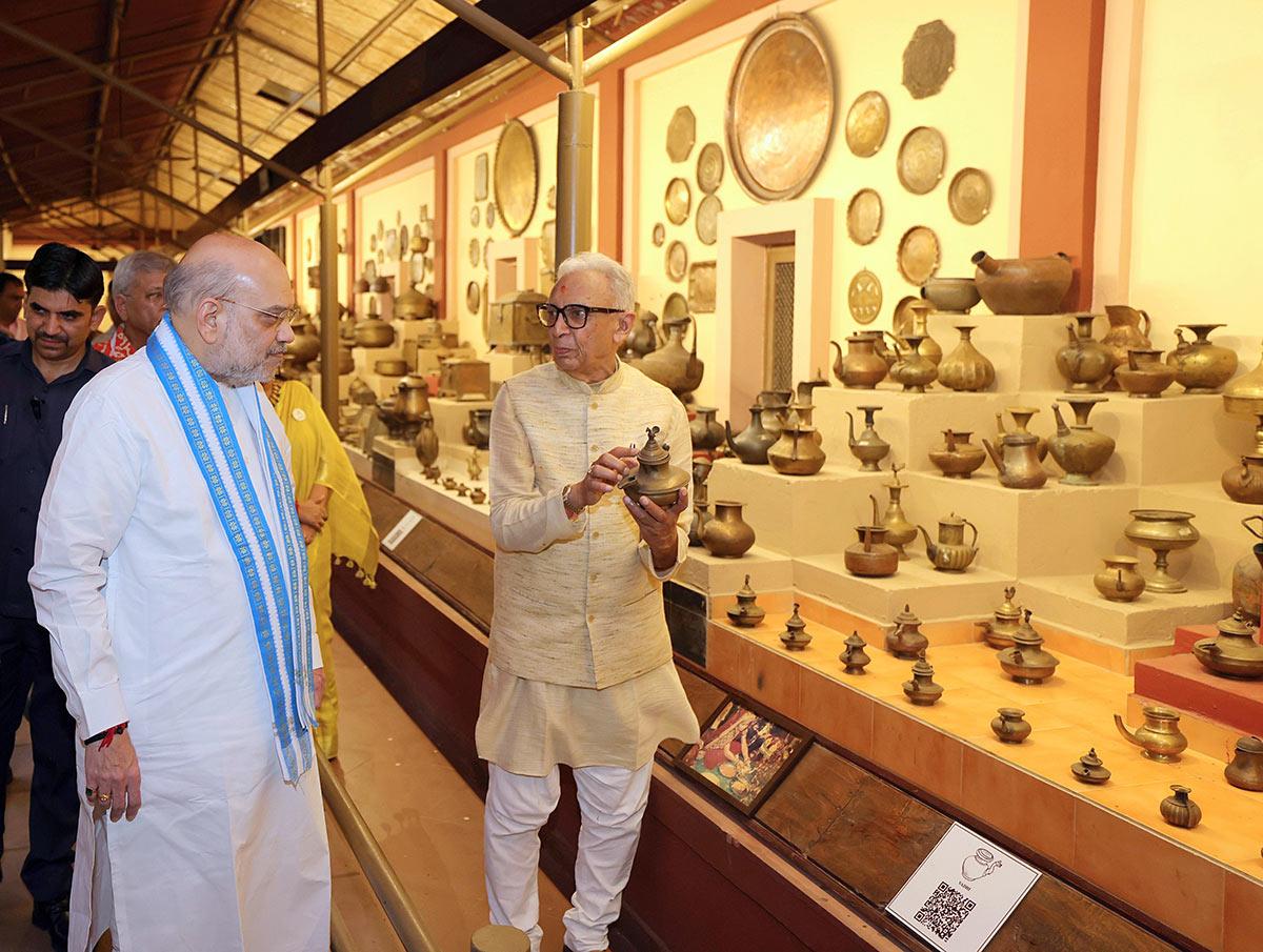 Amit Shah at a metal craft museum in Ahmedabad