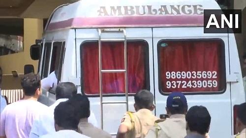 An ambulance carrying the mortal remains of Baba Siddique being brought to his house in Bandra, Mumbai/ANI on X