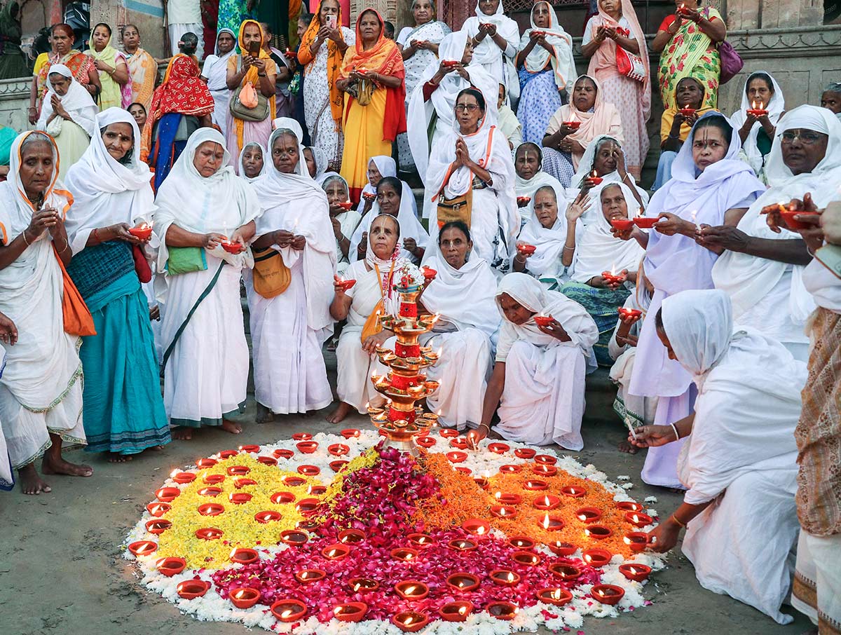 Widows of Vrindavan celebrate Diwali on banks of Yamuna