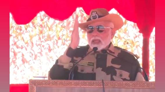 Prime Minister Narendra Modi addresses soldiers in Kutch, Gujarat/ANI on X