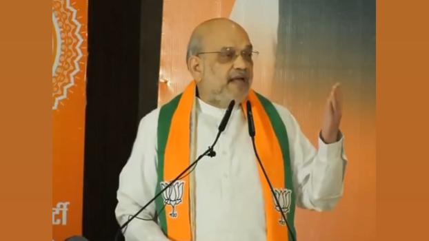 Union Home Minster Amit Shah speaking at rally in Jammu/ANI on X