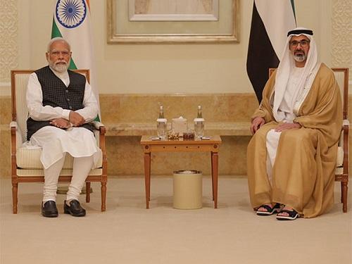 PM Narendra Modi with Abu Dhabi Crown Prince Sheikh Khaled bin Mohamed bin Zayed Al Nahyan/Courtesy X