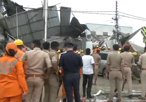 Rescue operation underway at the building collapse site in Lucknow/ANI on X