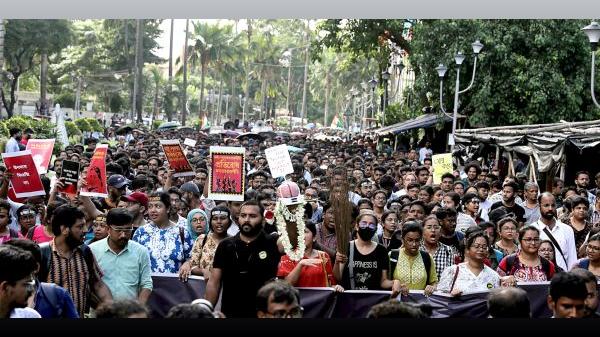 File image of a protest against the rape-murder of RG Kar Hospital doctor