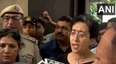 Aatishi speaks to media after staking claim