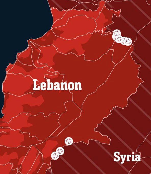 IDF strikes areas in white. Pic: @IDF