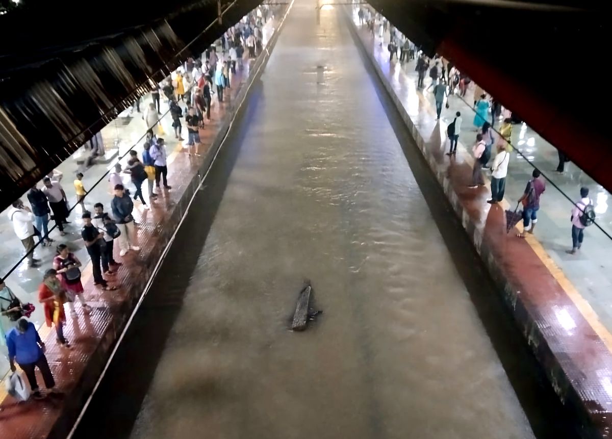 Submerged tracks last night at Bhandup station