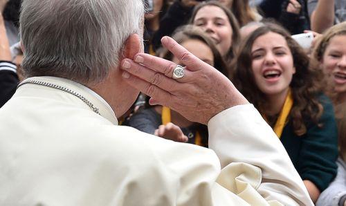Pope Francis wearing his papal ring. This was the picture on his X page