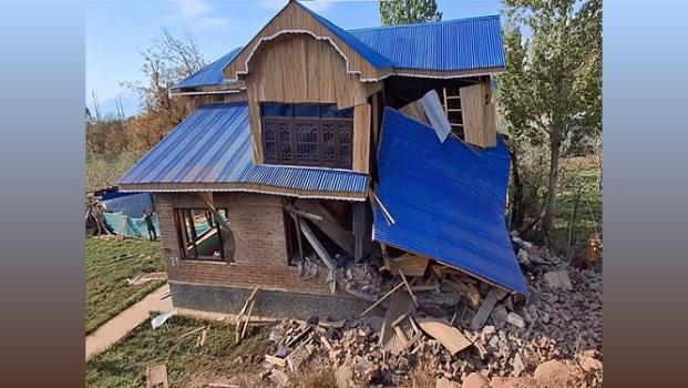 The demolished house in Shopian, Jammu and Kashmir/ANI Photo