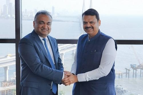 Maharashtra Chief Minister Devendra Fadnavis and YouTube CEO Neal Mohan/Courtesy X
