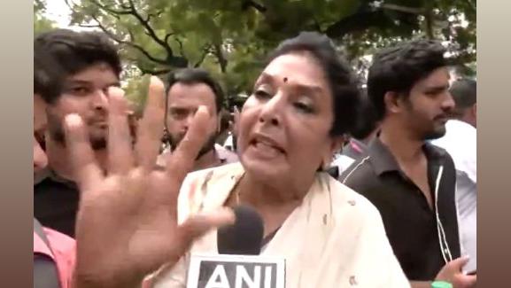 Congress MP Renuka Chaudhary at the protests
