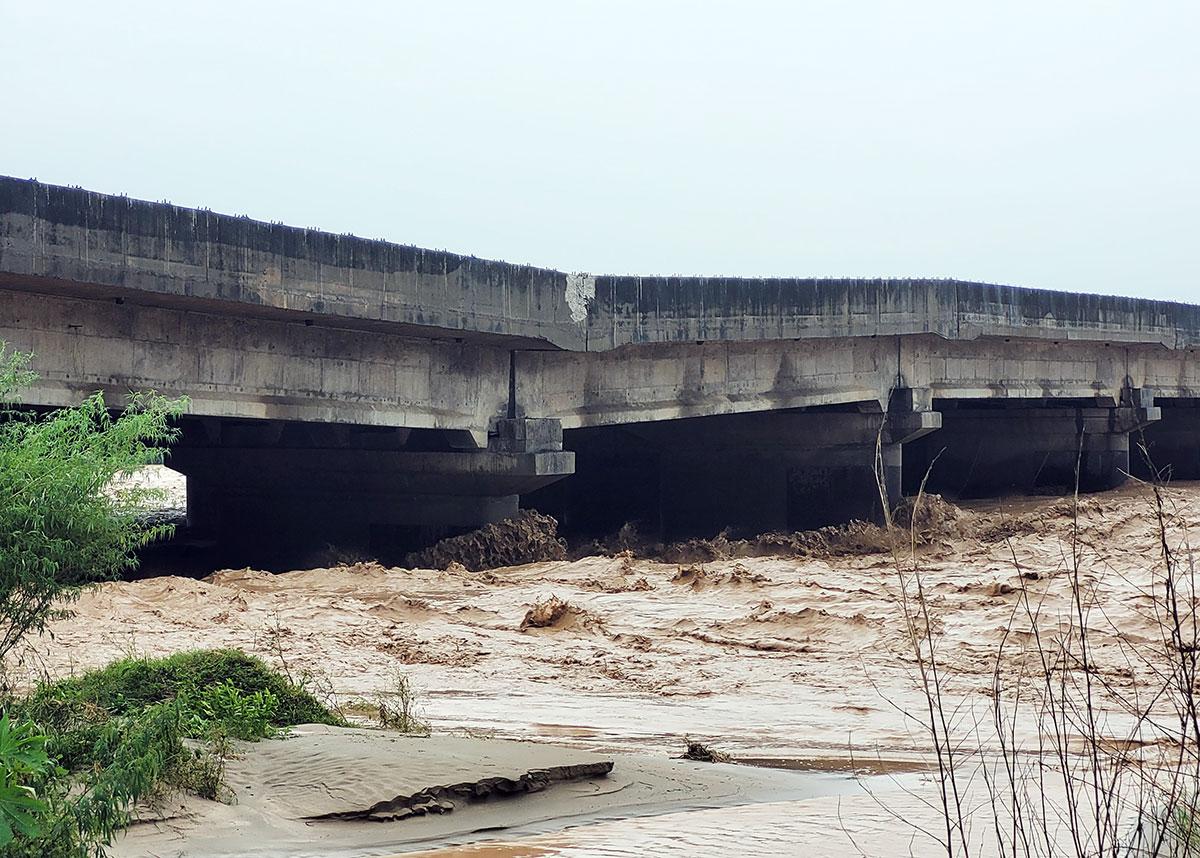 Overflowing Devika river under Jammu-Pathankot National Highway