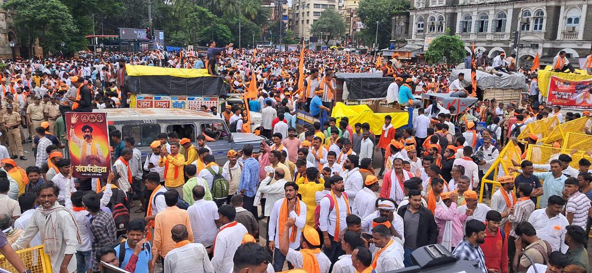Manoj Jarange Patil leads Maratha quota protest rally in Mumbai Manoj Jarange Patil leads Maratha quota protest rally in Mumbai