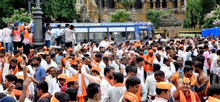 Maratha rally participants show solidarity for reservation demands Maratha rally participants show solidarity for reservation demands