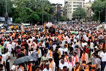 Protesters from Maharashtra continue Maratha reservation rally Protesters from Maharashtra continue Maratha reservation rally