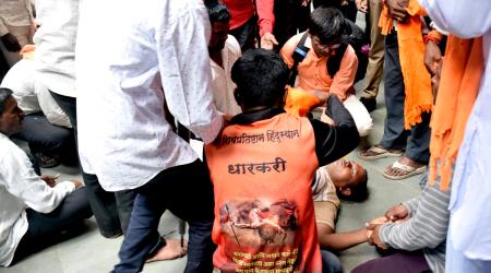 Maratha activists during the reservation rally at Azad Maidan, Mumbai Maratha activists during the reservation rally at Azad Maidan, Mumbai
