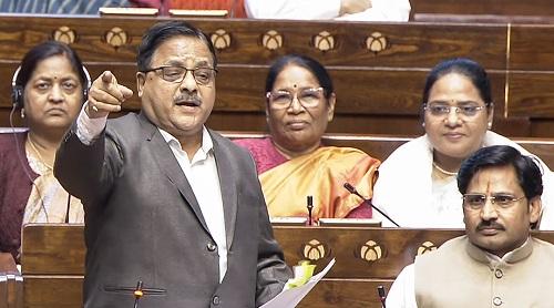 BJP MP Radha Mohan Das Agrawal speaks in Rajya Sabha./Sansad TV/ANI Video Grab