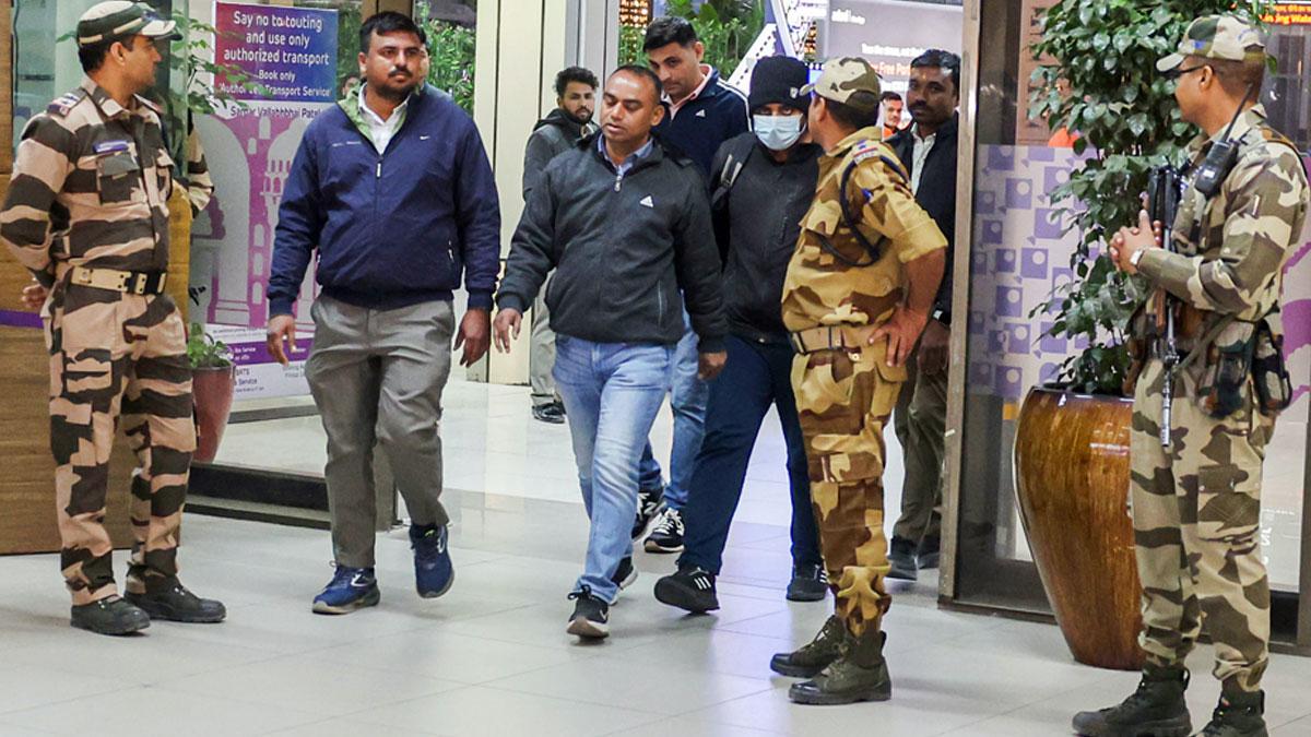 Indian immigrants who allegedly illegally migrated to the US arrive at Sardar Vallabhbhai Patel International Airport