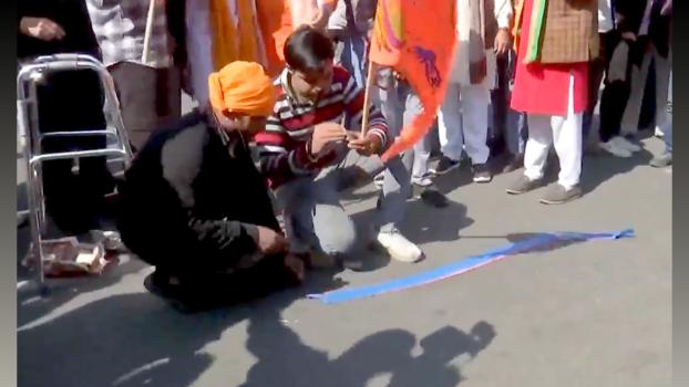 Firecrackers outside the BJP office in Delhi