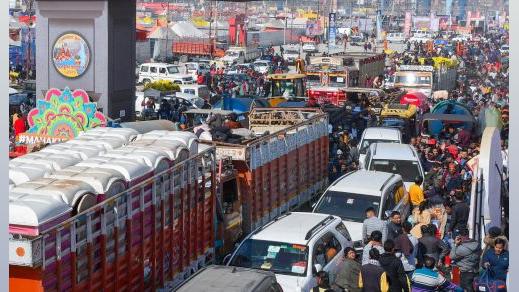Massive traffic jams were there across Prayagraj