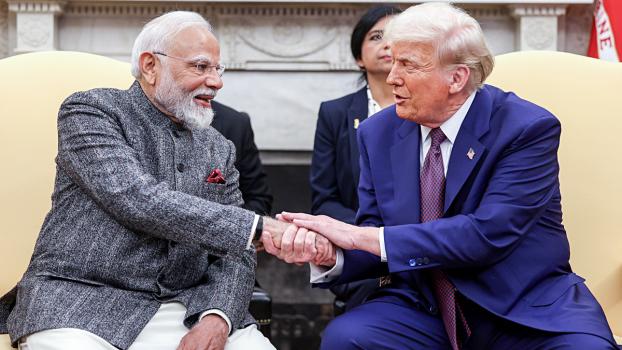PM Narendra Modi and US President Donald Trump shake hands, at The White House in Washington, DC/ANI Photo