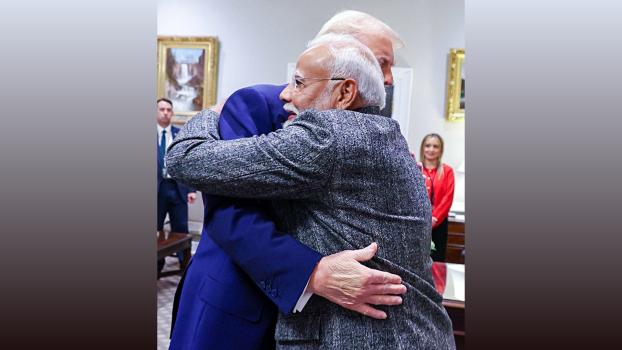 Modi, Trump hug at the White House in February