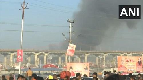 A visual of the fire at Maha Kumbh site/ANI on X