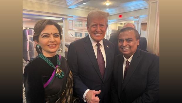 Nita Ambani, Mukesh Ambani meet US President-elect Trump/ANI Photo