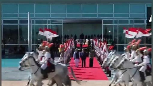 PM Narendra Modi receives a 114-horse welcome at the ceremonial welcome, at Alvorada Palace in Brazil./ANI on X