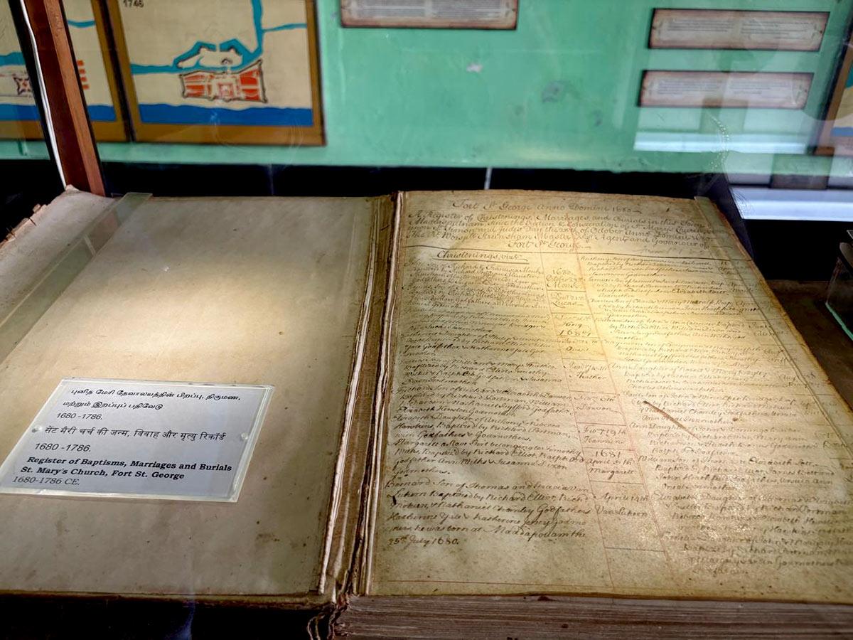 Register of christening and marriages at St Mary's Church