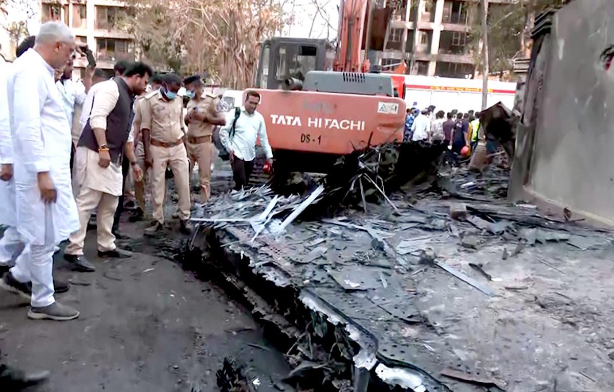 Civil Aviation Minister K Rammohan Naidu at the crash site