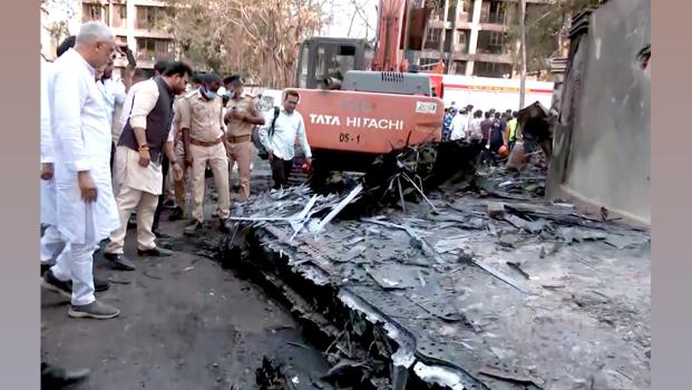 Civil Aviation Minister K Rammohan Naidu at the crash site