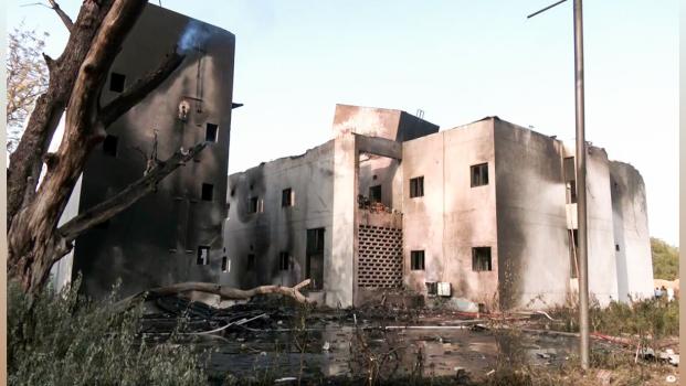 A view of the BJ Medical College UG premises where Air India flight AI-171 from Ahmedabad to Gatwick crashed into after takeoff, in Ahmedabad/ANI Photo