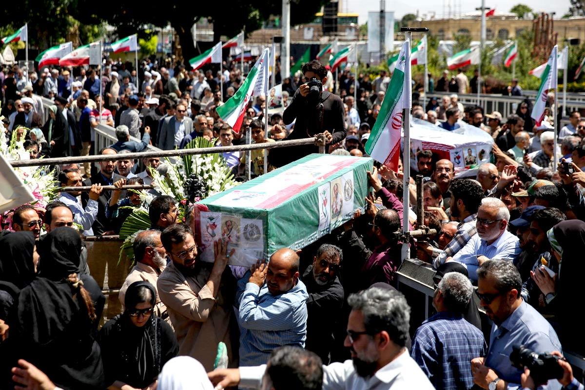 Mourners at the funeral of a man killed in Israeli strikes. Amir Hossein Nazari/Tasnim/WANA