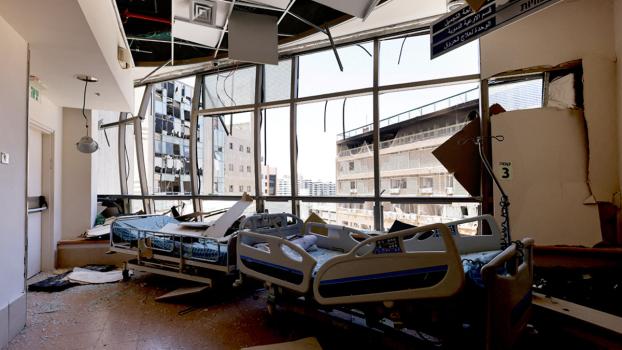 The damaged Soroka hospital in Israel.  Amir Cohen/Reuters