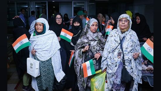 Indians who reached Delhi in a special evacuation flight from Ashgabat, Turkmenistan, early on Saturday./MEA India on X
