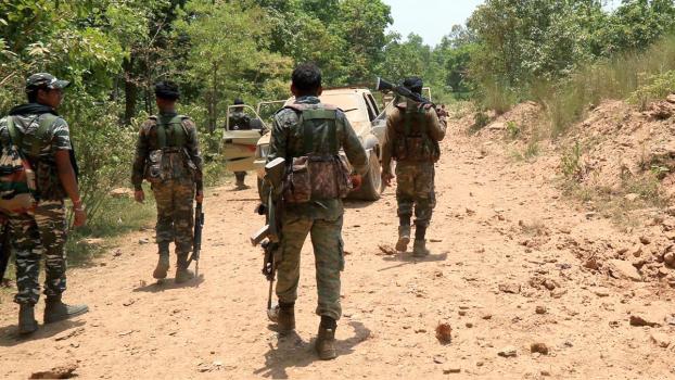 Security personnel during an anti-Maoist operation./ANI Photo
