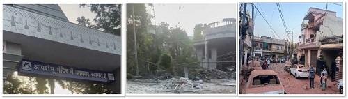 The damaged temple and houses during Pakistani attack in Jammu./ANI Photo