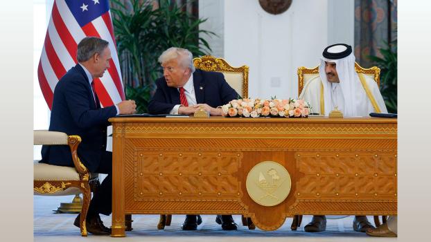 The US president in Qatar