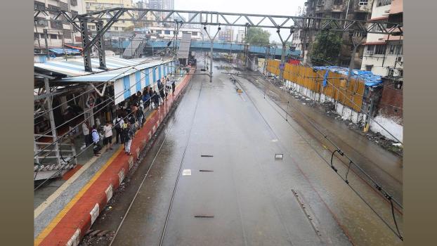 Flooded train tracks on Monday